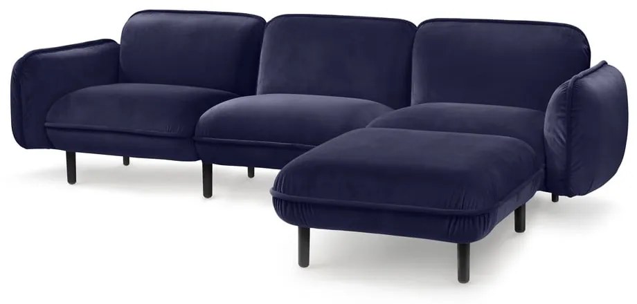 Canapea cu tapițerie din catifea EMKO Bean, albastru închis