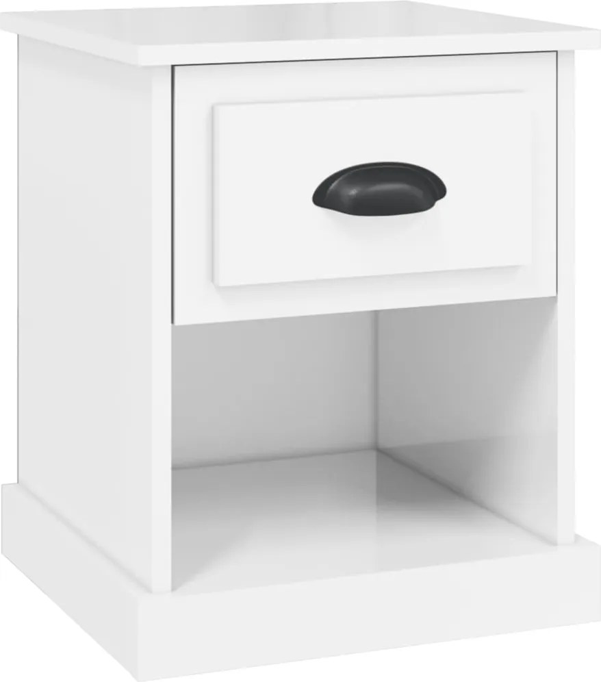 vidaXL Noptieră, alb extralucios, 39x39x47,5 cm, lemn prelucrat