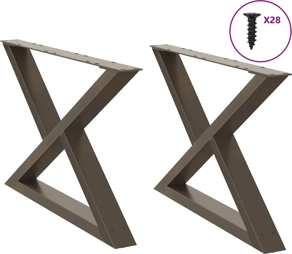 vidaXL Picioare pentru masă de cafea, 2 buc., oțel natural, 70x (42-43,3) cm