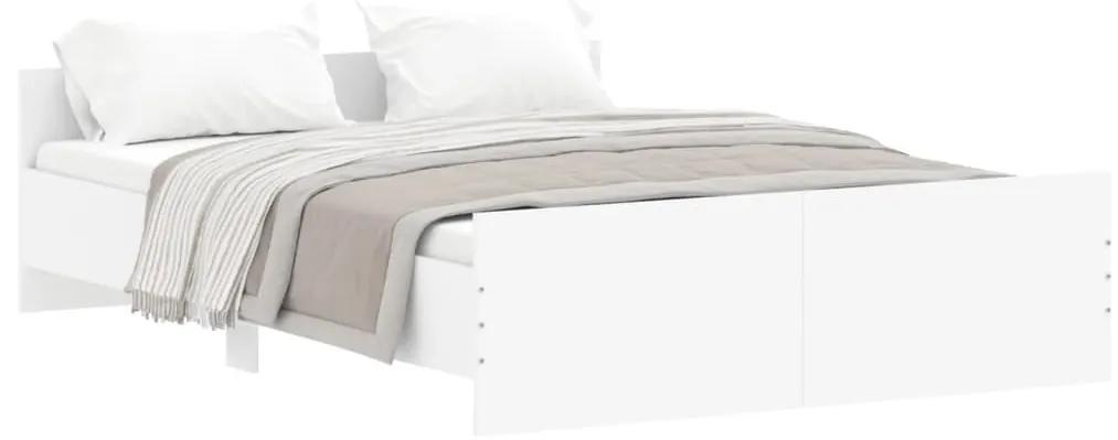 3203789 vidaXL Cadru de pat cu tăblie, alb, 135x190 cm