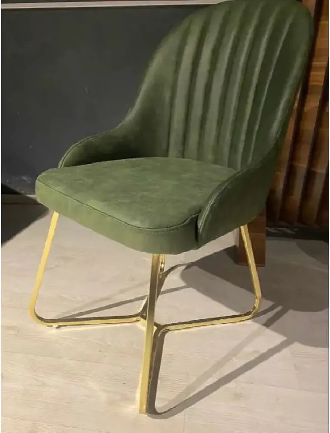 Scaun tapitat  si piciore metal  culoare gold