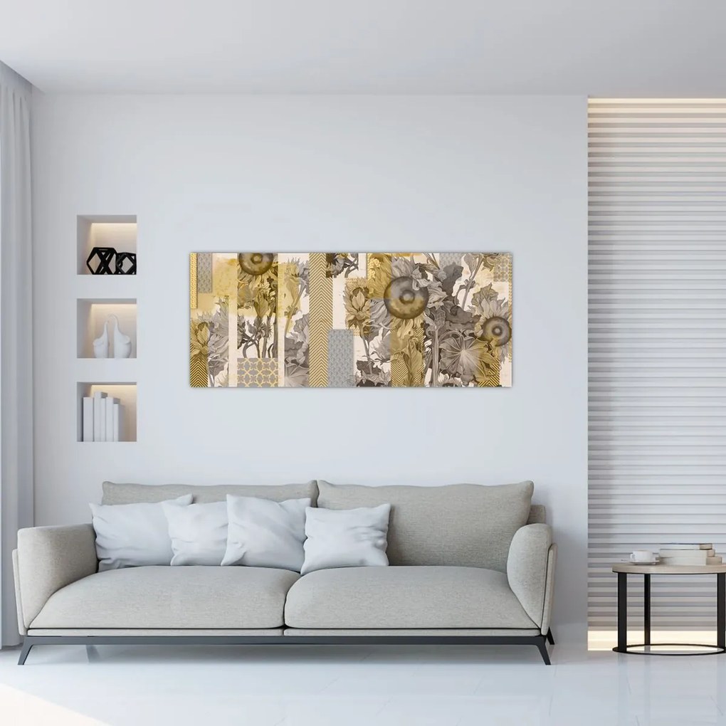 Tablou - Colaj cu floarea-soarelui (120x50 cm)