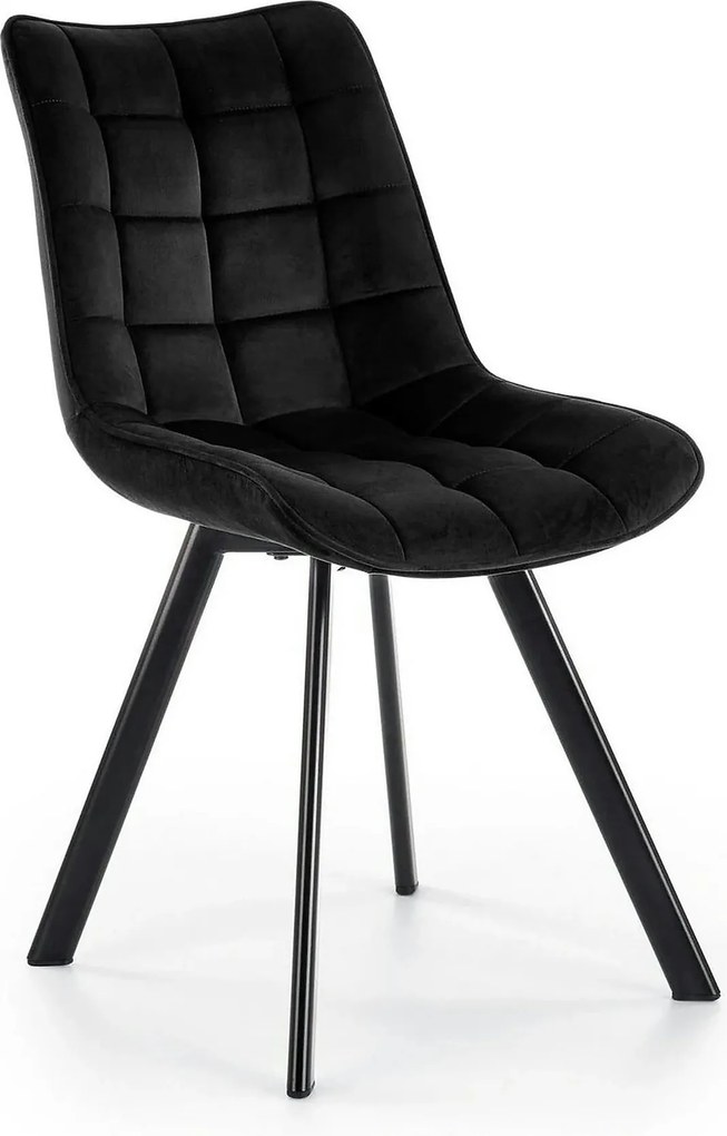 Scaun tapitat modern K332, negru, stofa catifelata/metal, 46x61x84 cm