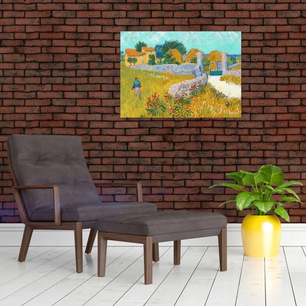 Tablou pe sticlă - Vincent van Gogh, Farmhouse in Provence, reproducere (70x50 cm)