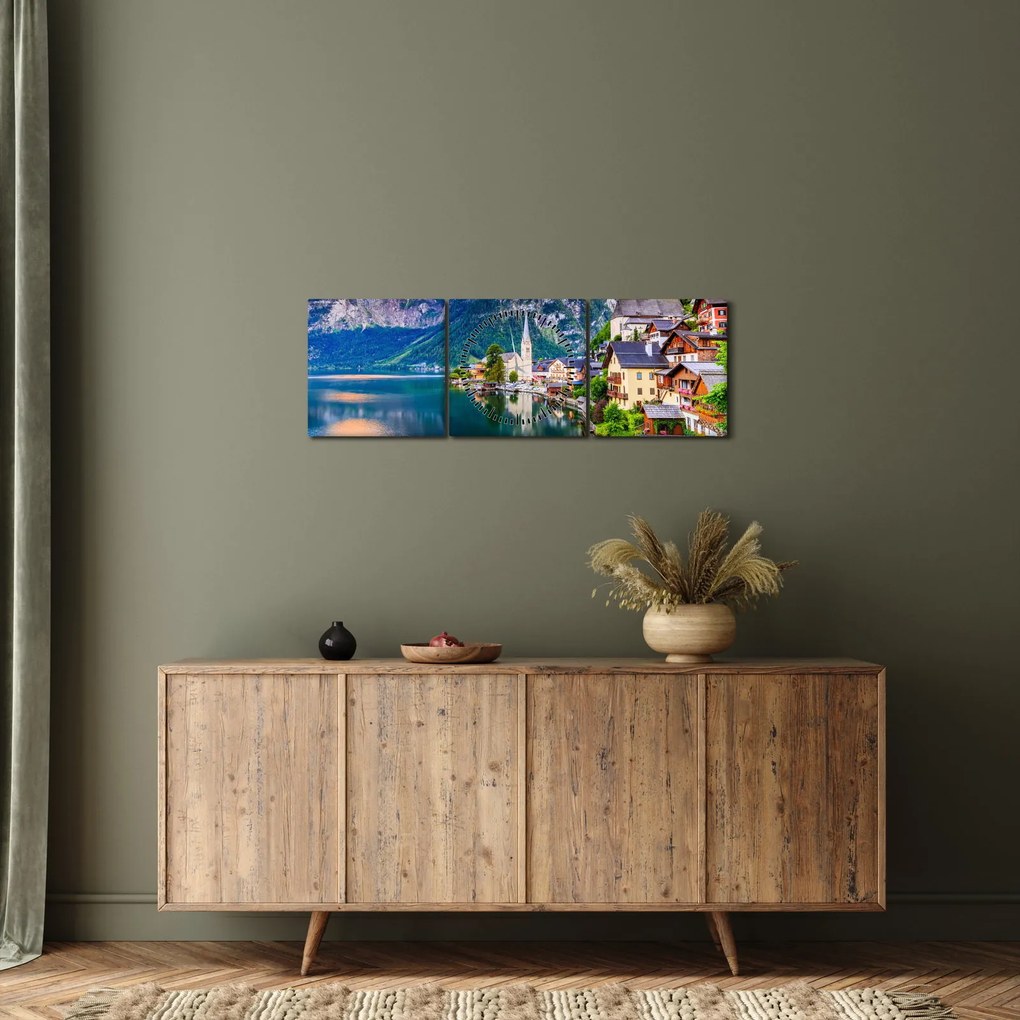 Tablou - Sat alpin (cu ceas) (90x30 cm)