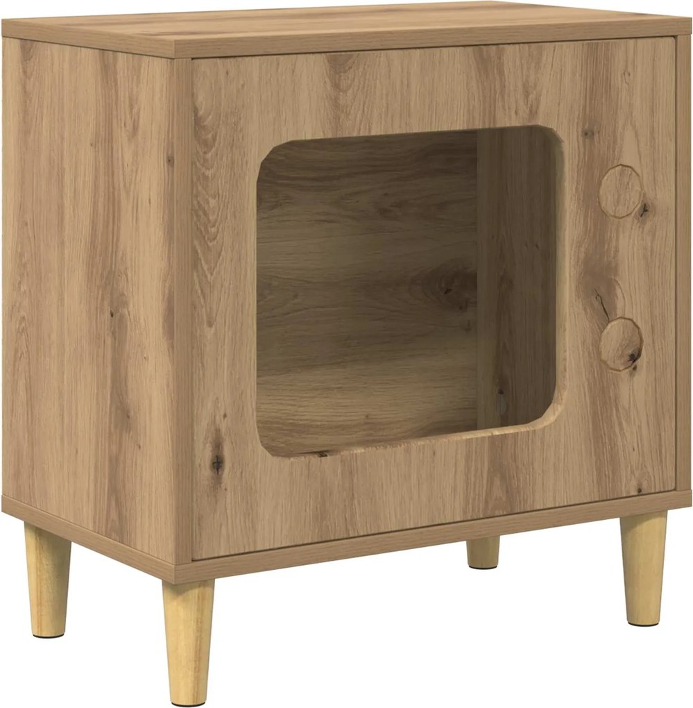 vidaXL Casa pentru pisici Stejar artizanal 51 x 30 x 52 cm