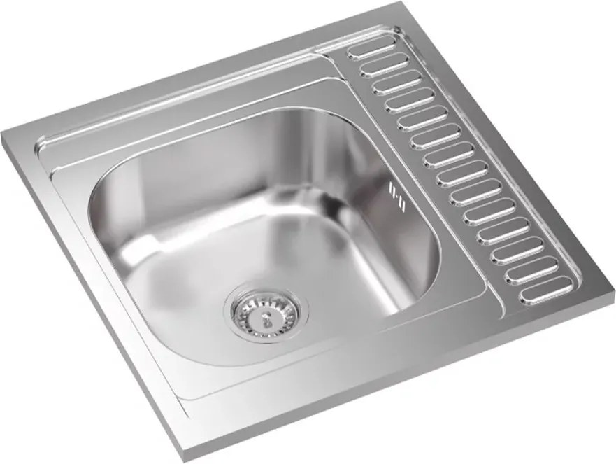 Chiuveta inox incastrata Quadron Sean 116 o cuva cu picurator finisaj inox satinat 60x60 cm