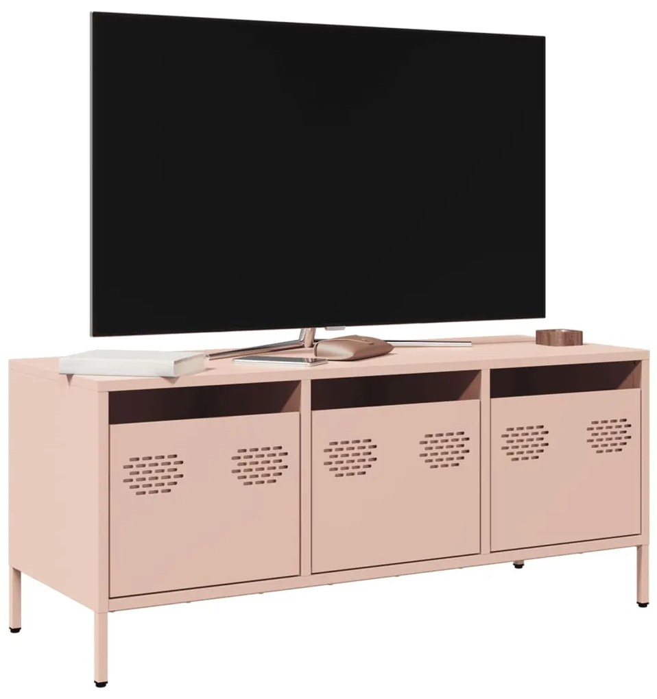 vidaXL Dulap TV, roz, 101,5x39x43,5 cm, oțel laminat la rece