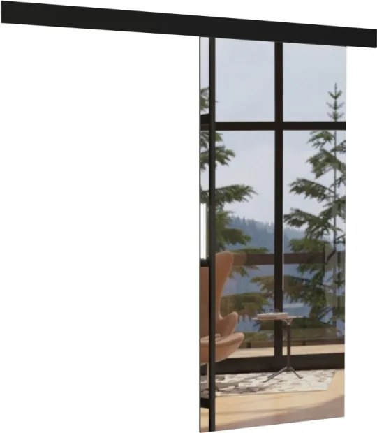 Usa glisanta cu oglinda, Tess, ADRK Furniture (Latime: 96 cm, Culoare: Ciocolata)