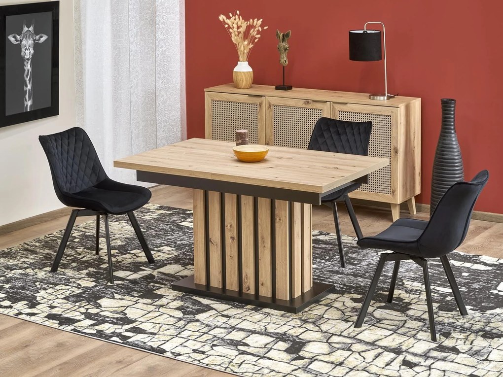 Masă de sufragerie Lalia 160 (stejar artisan + negru) (pentru 6 până la 8 persoane). 1092399