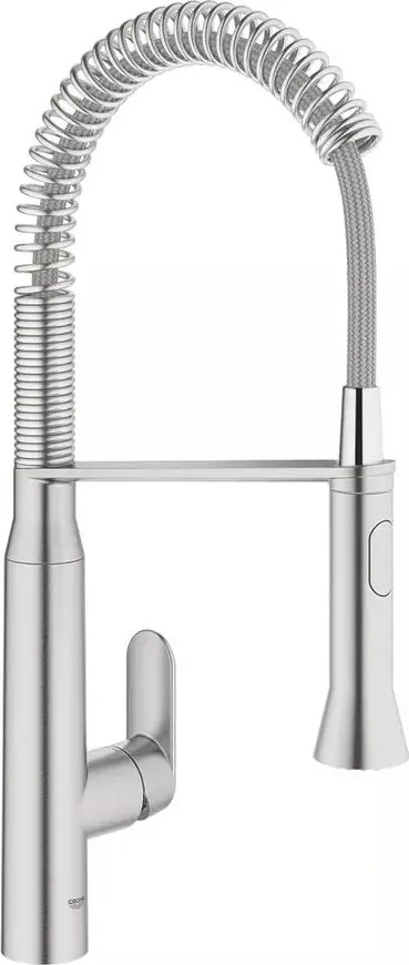 Baterie bucatarie cu pipa flexibila Grohe K7 crom periat Supersteel