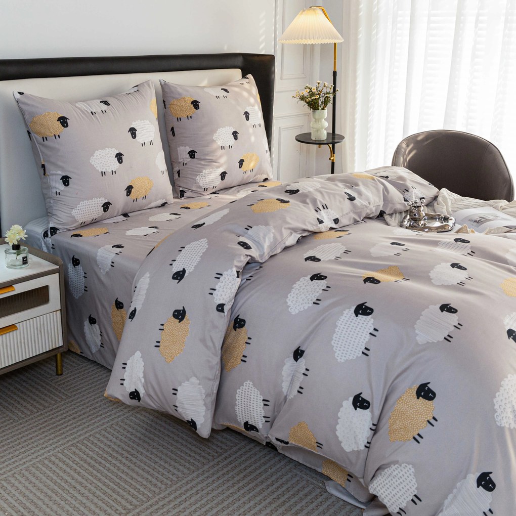 Lenjerie din microfibra SHEEP DREAM gri Dimensiune lenjerie de pat: 70 x 90 cm | 140 x 200 cm