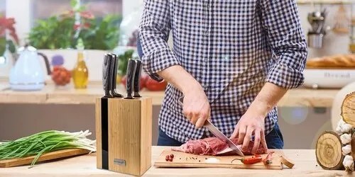 Set de cuțite G21 Gourmet Stone 5 bucăți + bloc debambus