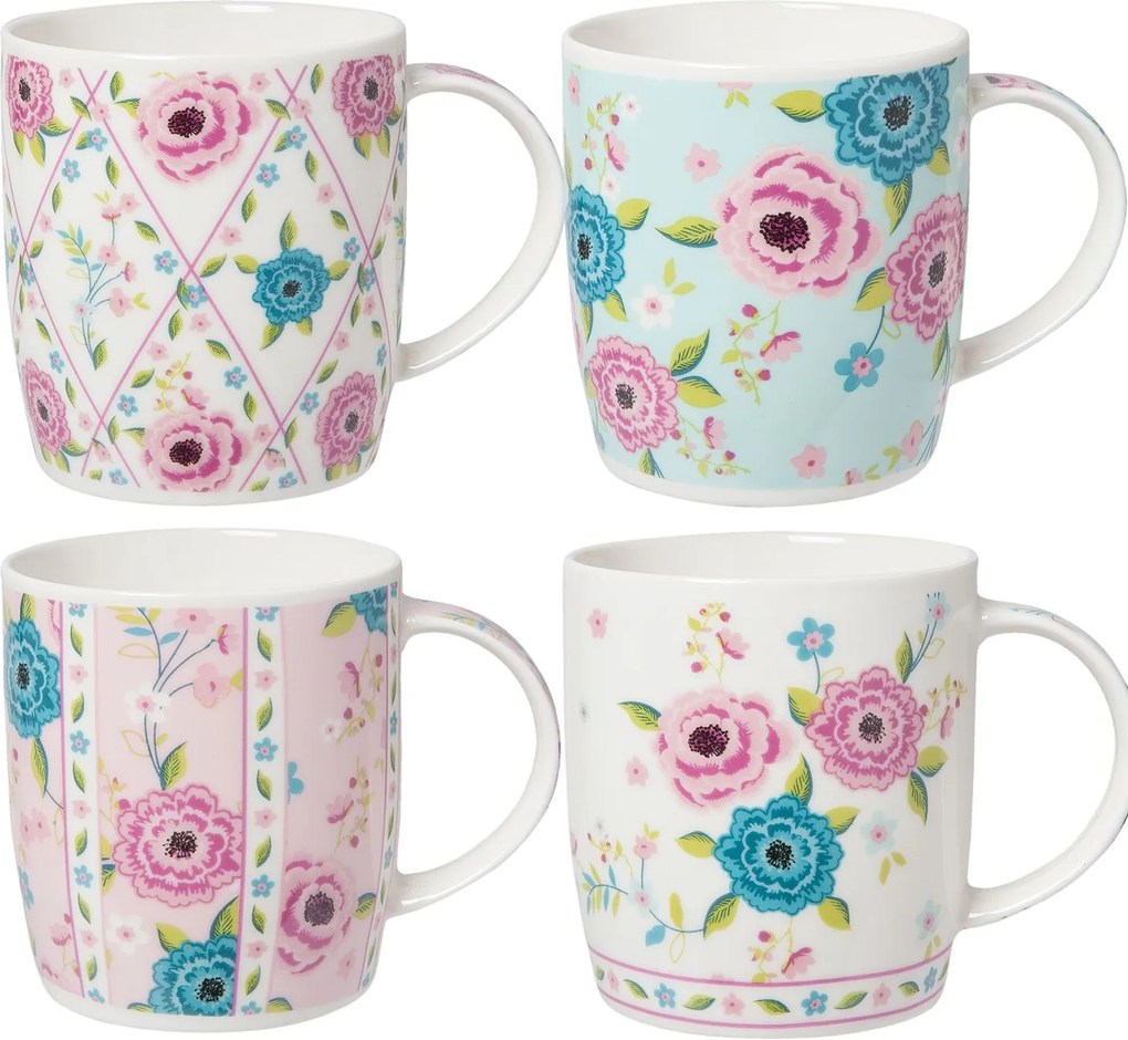 Set 4 cani ceramica  Flowers 12 x 8 x 10 cm - 0,3L