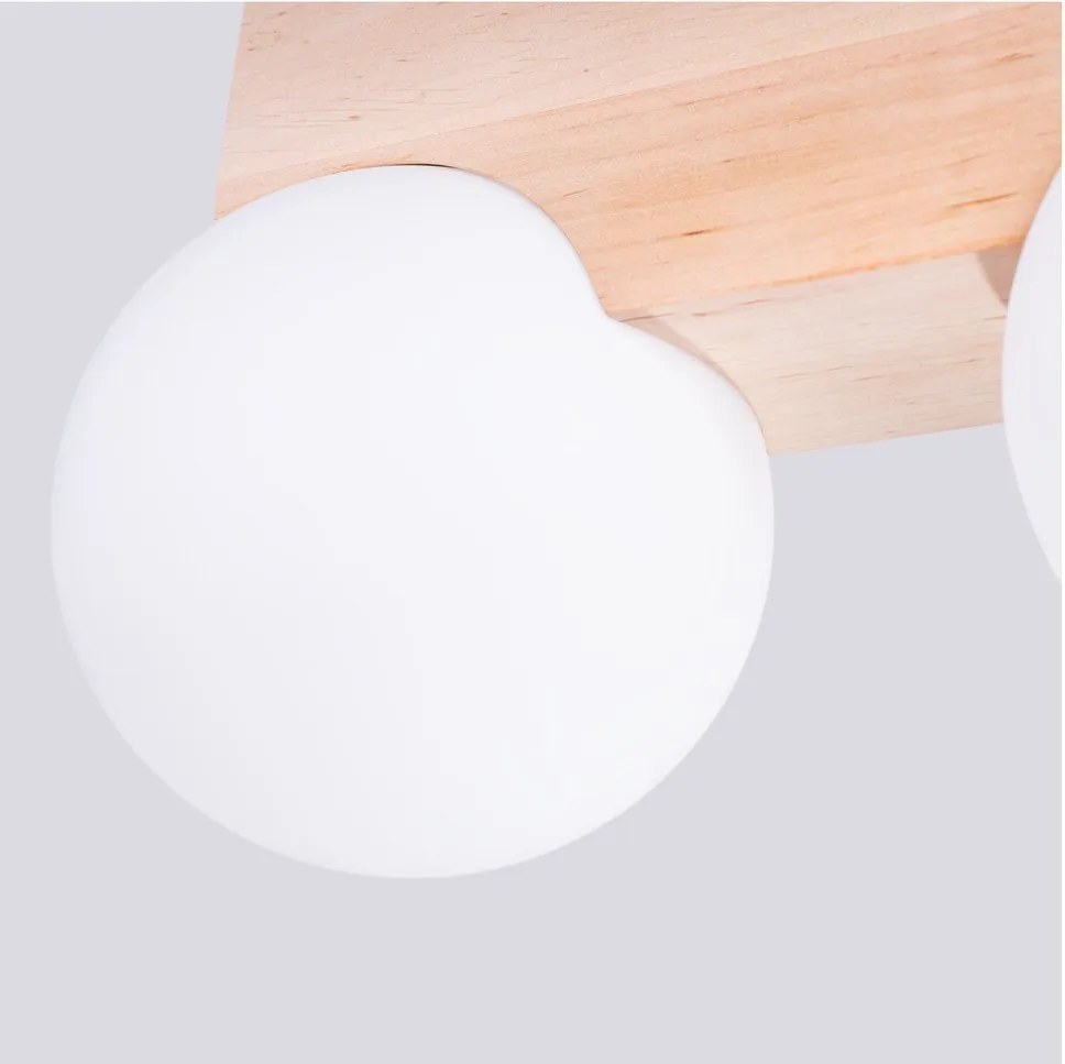 Plafonieră albă/în culoare naturală cu abajur din sticlă ø 12 cm Solum – Sollux