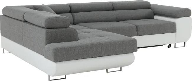 Colţar, alb/gri, model stânga, AMARETO NEW