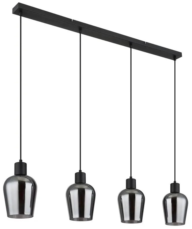 Lustra suspendata design modern RYAN 4L negru/fumuriu