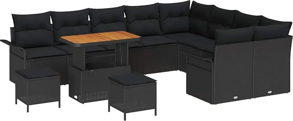 vidaXL Set de canapele pentru grădină cu pernă cu pernă 12 pcs Negru