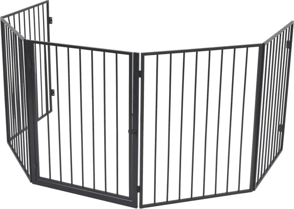 vidaXL Gard de protecție din oțel pentru șemineu, Negru