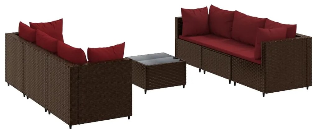 3308029 vidaXL Set mobilier de grădină cu perne, 7 piese, maro, poliratan