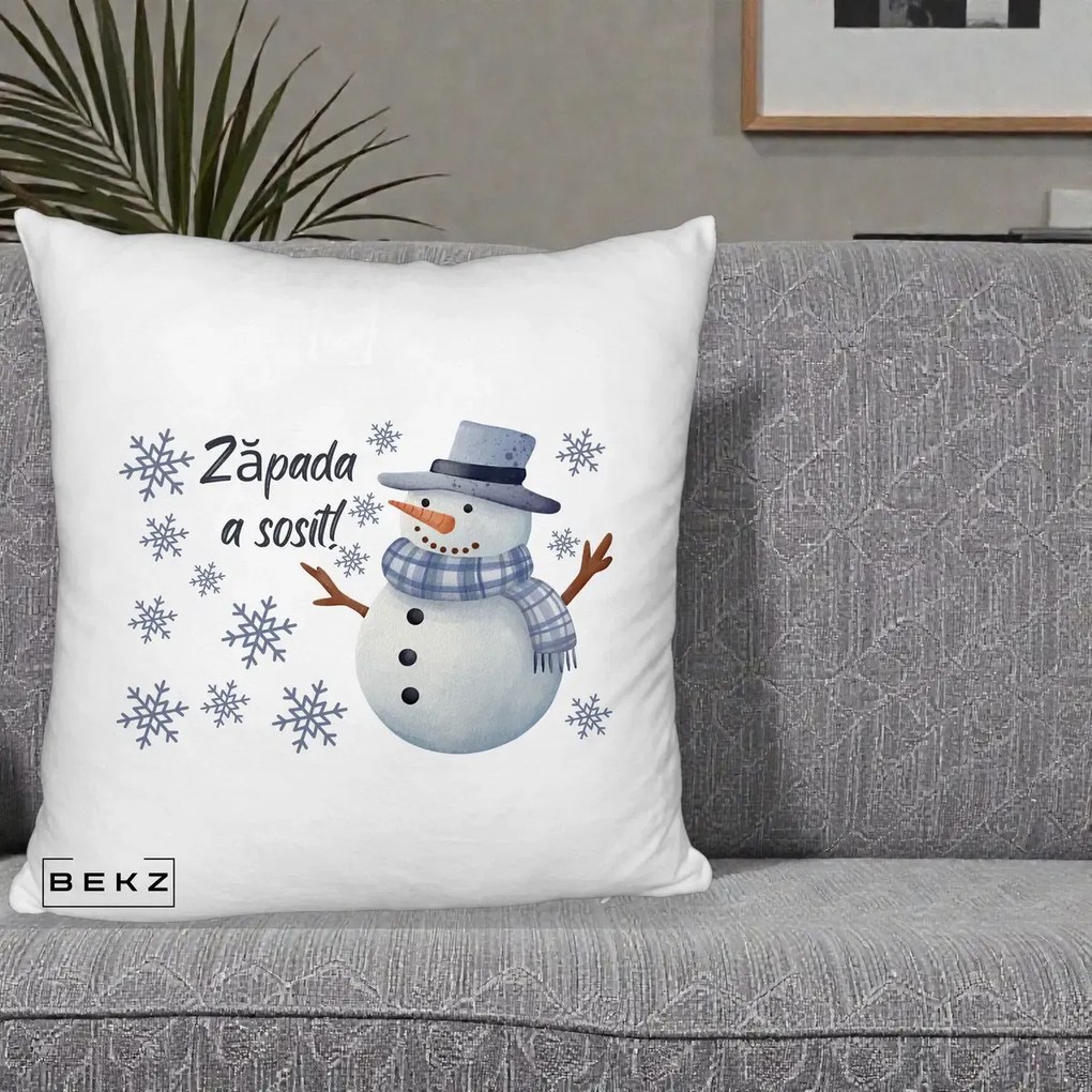 Perna Decorativa Zapada a Sosit Om de Zapada, 40x40 cm, Alb Pufos, Husa Detasabila, Perna Inclusa, BEKZ®