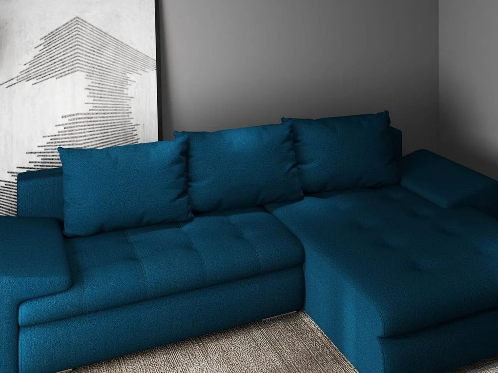 Colțar extensibil dumonde cu ladă de depozitare si sezut confortabil din spuma high-density, Leonardo Enjoy Petrol 260x185 cm II