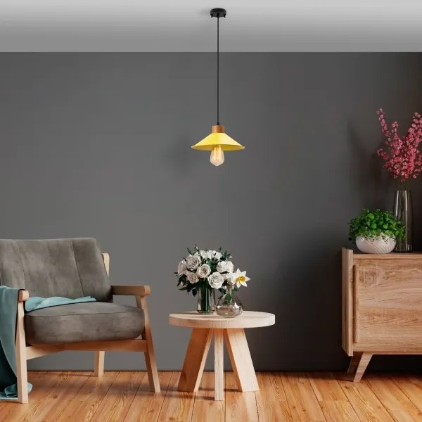 Lustră pe cablu MANAVGAT 1xE27/40W/230V galben/maro