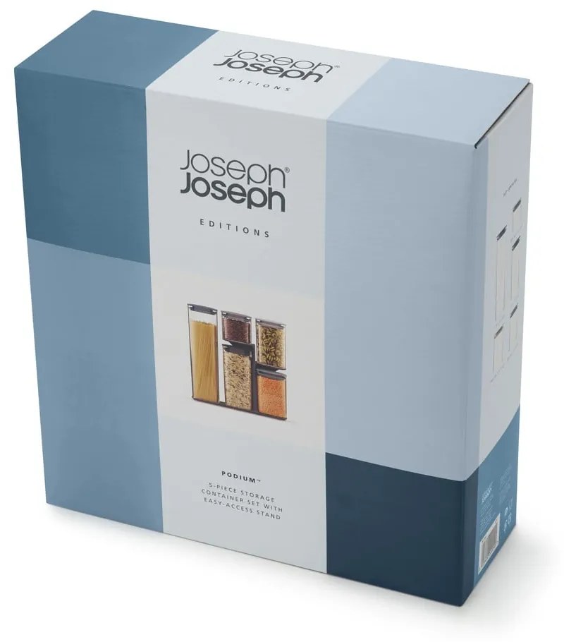 Set 5 recipiente pentru alimente cu suport Joseph Joseph Podium