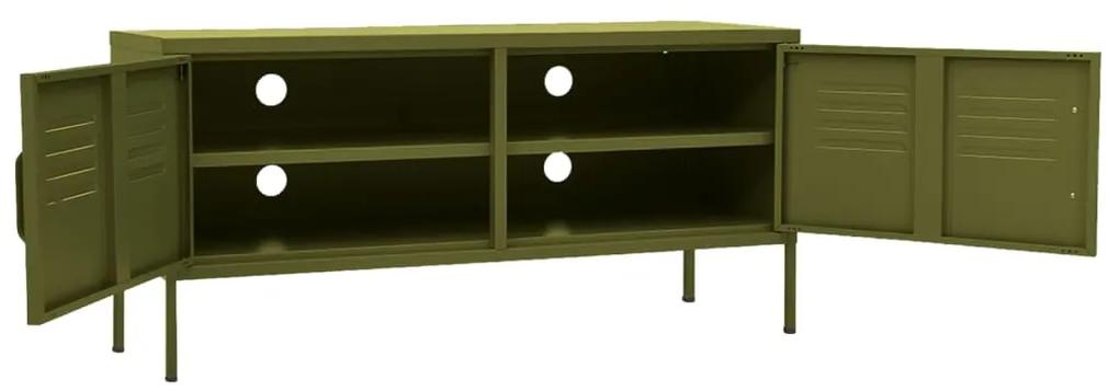 Comoda TV, verde masliniu, 105x35x50 cm, otel 1, Olivengronn