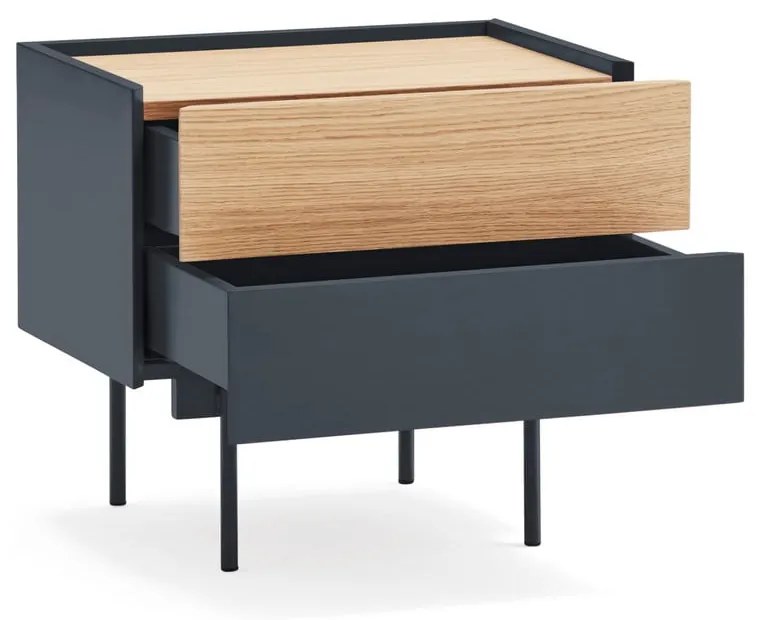 Noptieră gri antracit-natural cu aspect de lemn de stejar Otto – Teulat