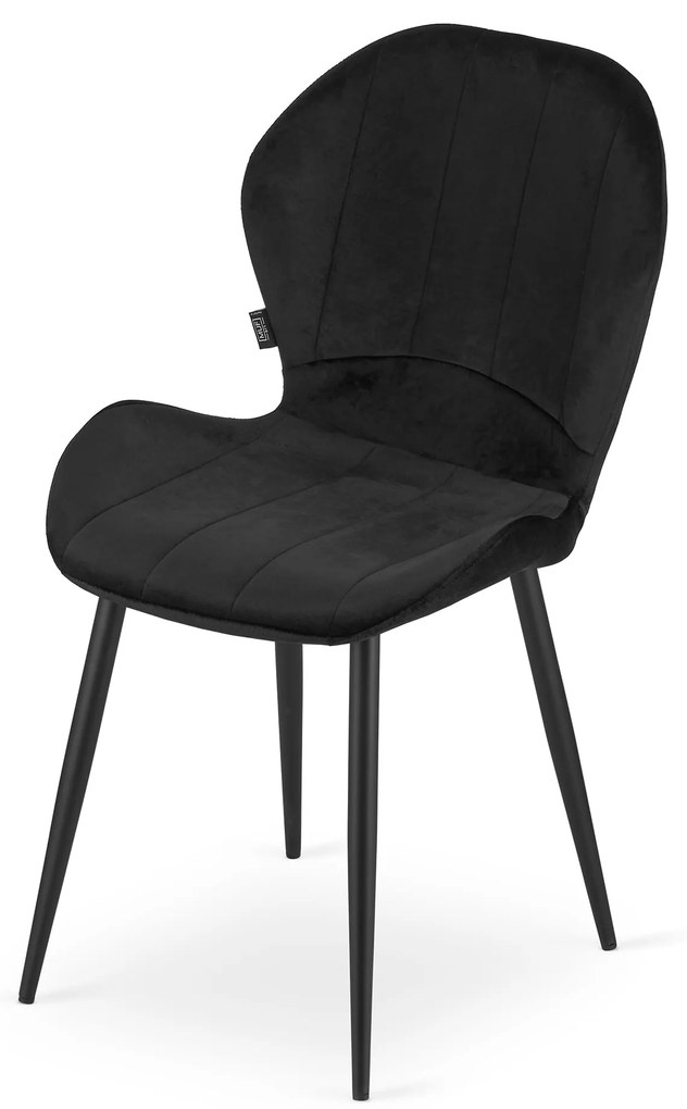 Scaun de masa din catifea neagra cu picioare negre, TERNI