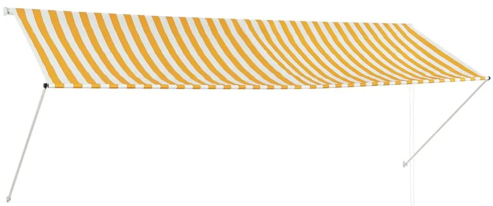 143756 vidaXL Copertină retractabilă, galben și alb, 350 x 150 cm