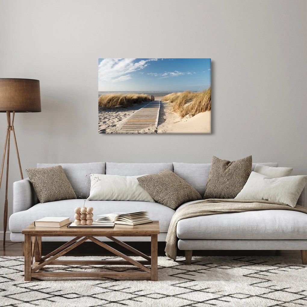 Tablou - Plaja cu nisip de pe insula Langeoog, Germania (90x60 cm)