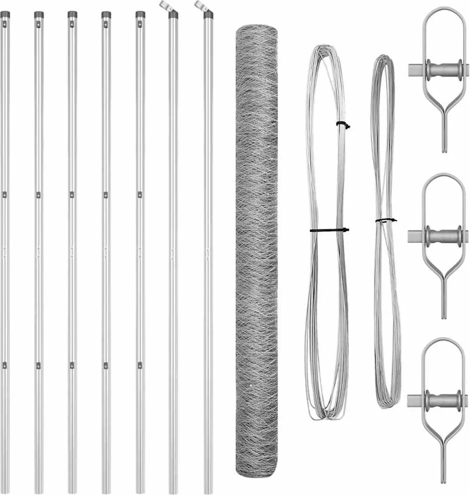 vidaXL Stâlp de gard. Argintiu 10 x 1,6 m (plasă de 50 mm) Oțel