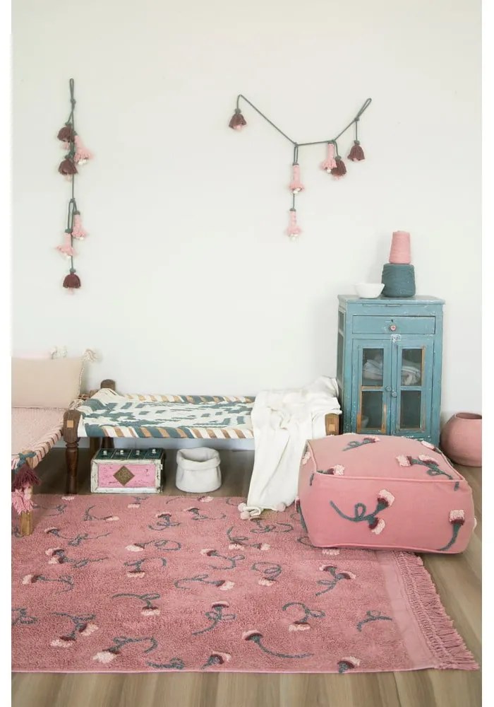 Covor pentru copii roz lavabil/țesut manual din bumbac 140x210 cm English Garden Ash Rose – Lorena Canals