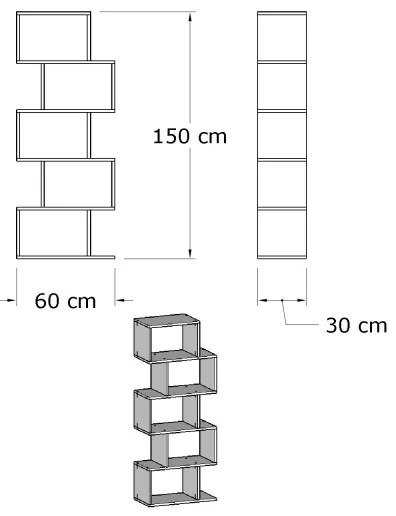 Bibliotecă MERIC 15x60 cm albă