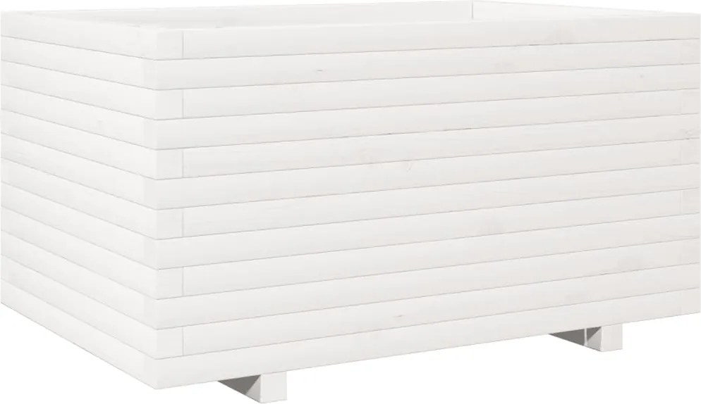 vidaXL Jardinieră de grădină, alb, 90x60x49,5 cm, lemn masiv de pin