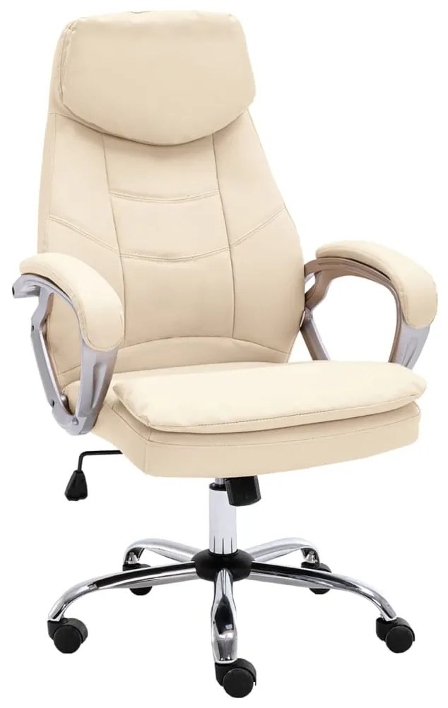 20564 vidaXL Scaun de birou, crem, piele naturală