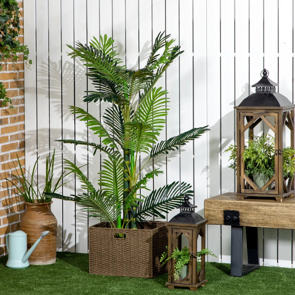 HOMCOM Plantă Artificială, palmier artificial, inclusiv ghiveci; 19,5 cm x 19,5 cm x 150 cm, Verde + Negru | Aosom Romania