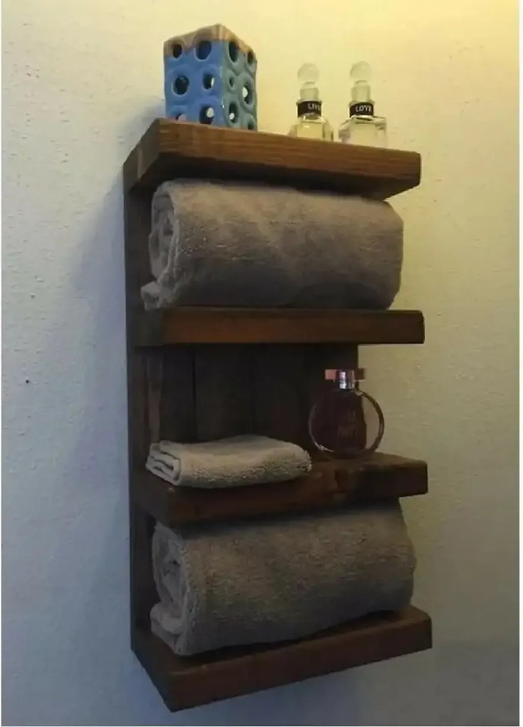 Suport prosop din lemn  seria-620 Homs 65 x 12 x 20 cm,  rustic,30099