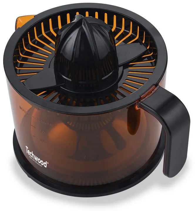 Storcator manual pentru citrice Techwood TPF-56, 40W, 1 L, Apasare, 2 conuri, Negru/Portocaliu