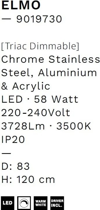 Lustra LED suspendata design circular ELMO D-83cm