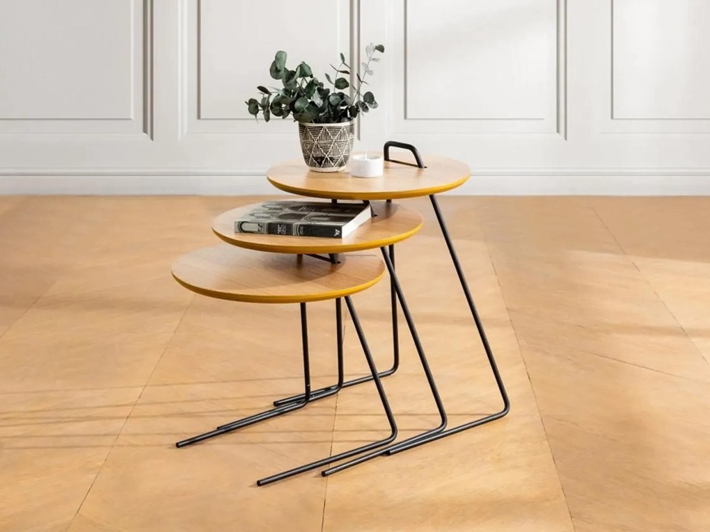 Set 3 măsuțe consolă Paniki (natural). 1094357