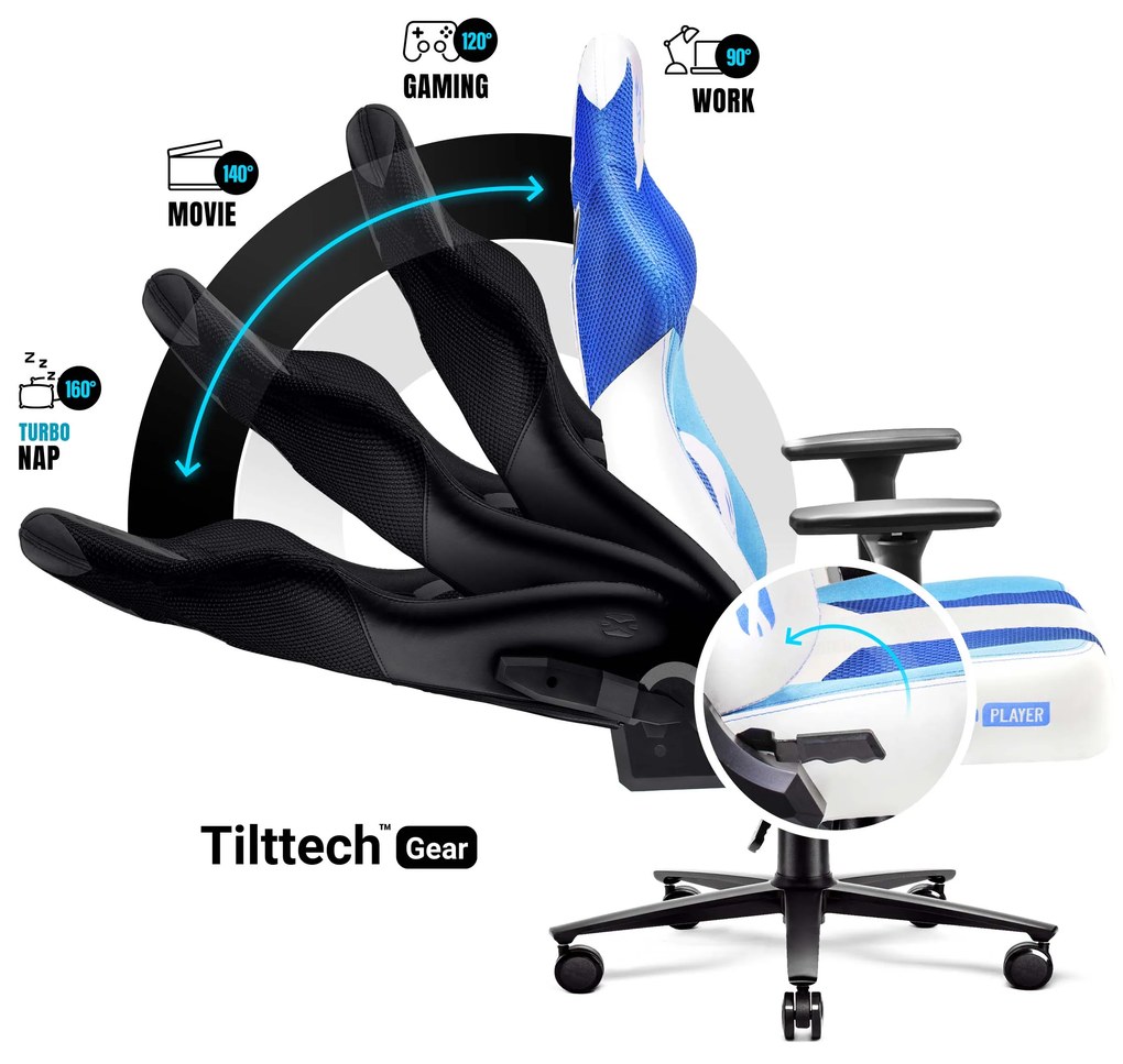 Scaun gaming din material pentru copii Diablo X-Player 2.0: Frost White / alb, Kids Size Diablochairs
