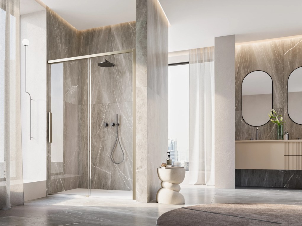 Usa culisanta de dus in nisa, 1600 mm, champagne metal, doua elemente, Ronal Oriana Champagne metal, 1600 mm