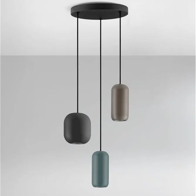 Lustra cu 3 pendule metal negru, maro, verde MARLIN