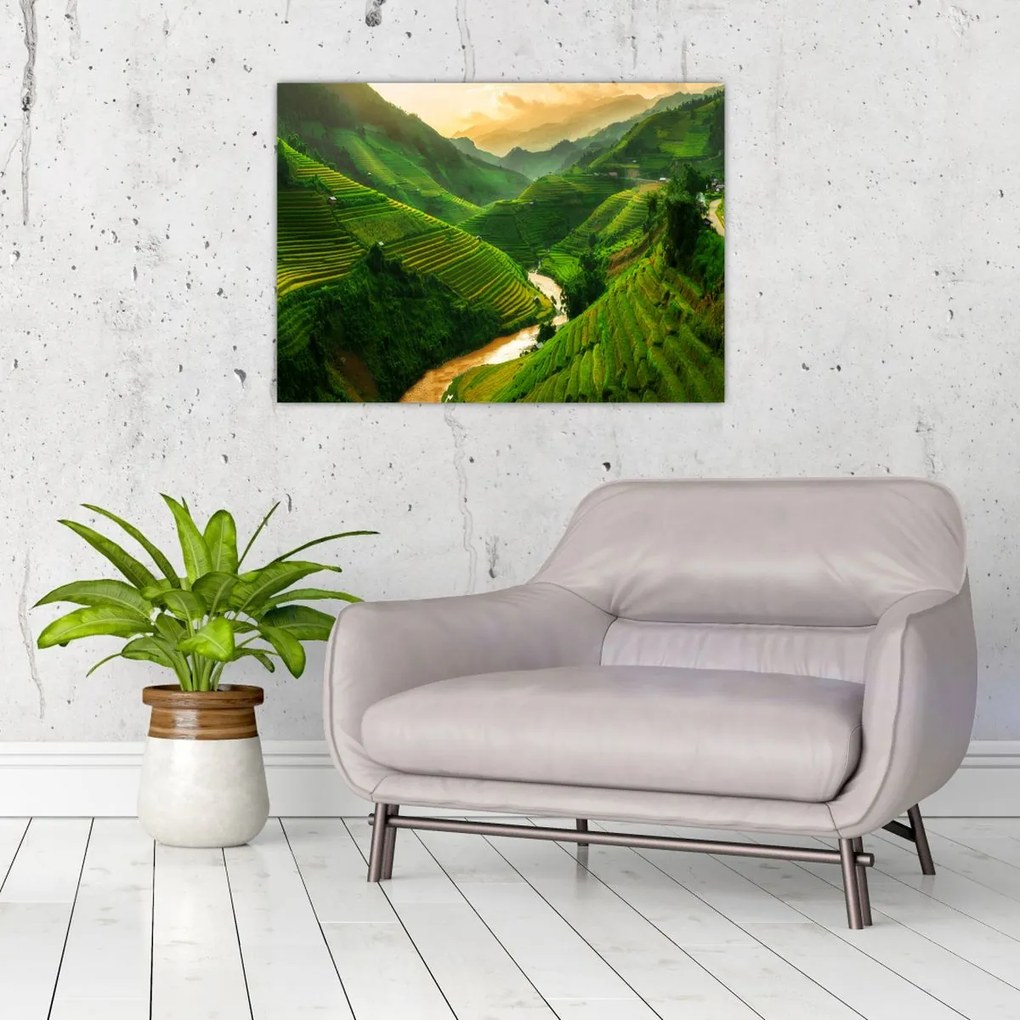 Tablou - Terase de orez Mu Cang Chai (70x50 cm)