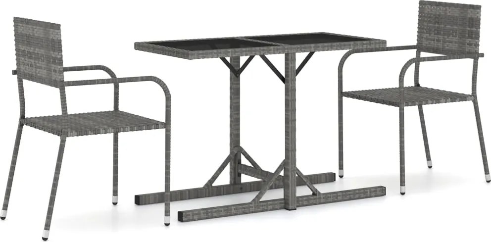 vidaXL Set mobilier de grădină, 3 piese, gri
