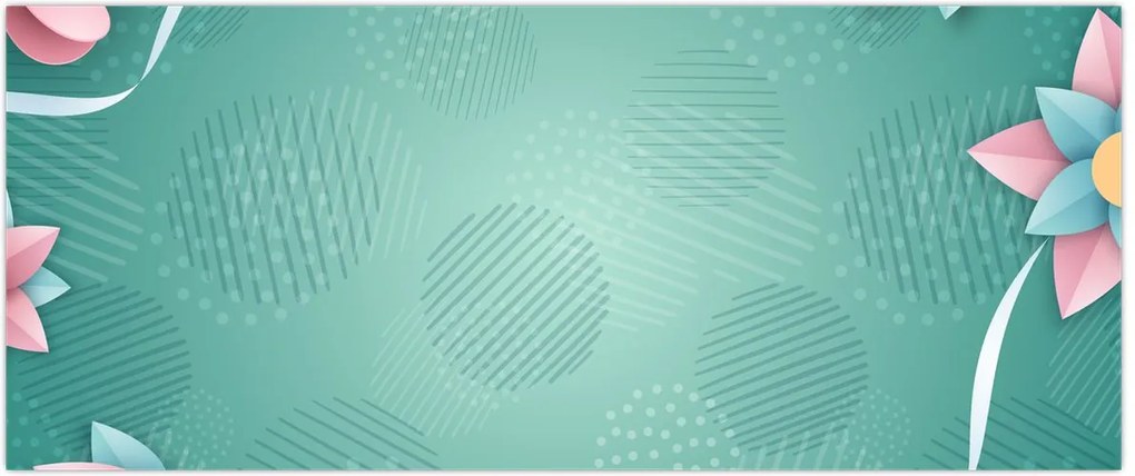 Tablou - Cercuri cu flori (120x50 cm)