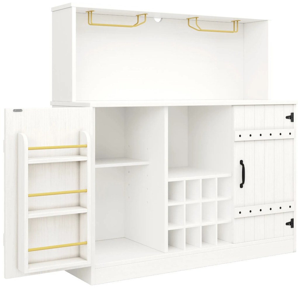 Bufet modern cu suport pentru pahare de vin, Alb | Aosom Romania